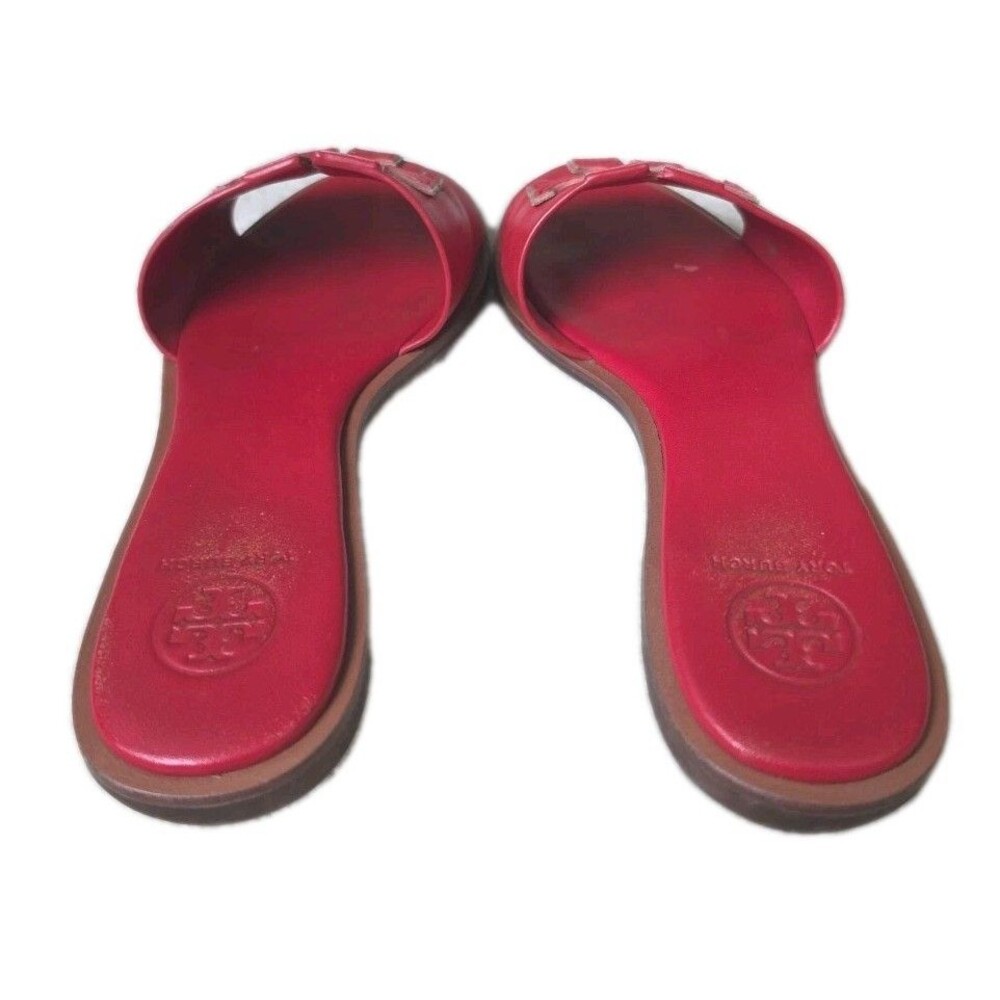 Tory Burch Miller Red Leather Slide Sandals, Womens Size 7.5 - Picture 4 of 10